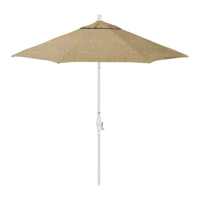 California Umbrella 9' Sun Master Series Patio Umbrella With Matted White Aluminum Pole Fiberglass Ribs Collar Tilt Crank Lift With Sunbrella Fabric