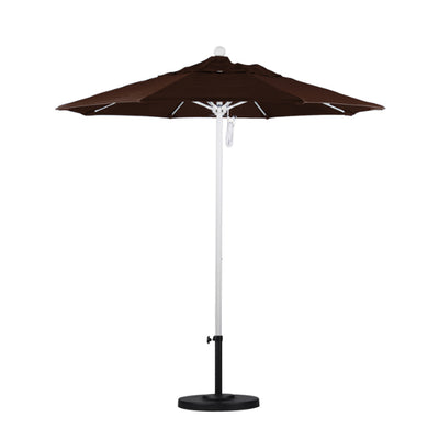 California Umbrella 7.5' Venture Series Patio Umbrella With Matted White Aluminum Pole Fiberglass Ribs Push Lift With Pacifica Fabric