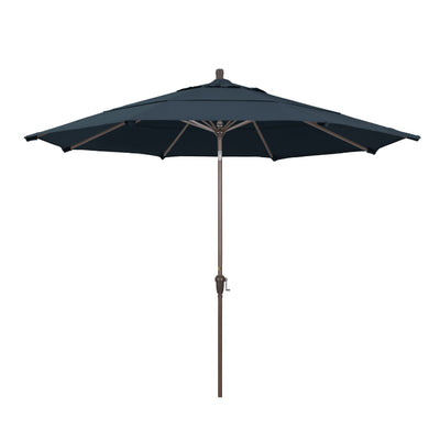 California Umbrella 11' Sunset Series Patio Umbrella With Champagne Aluminum Pole Aluminum Ribs Auto Tilt Crank Lift With Pacifica Fabric