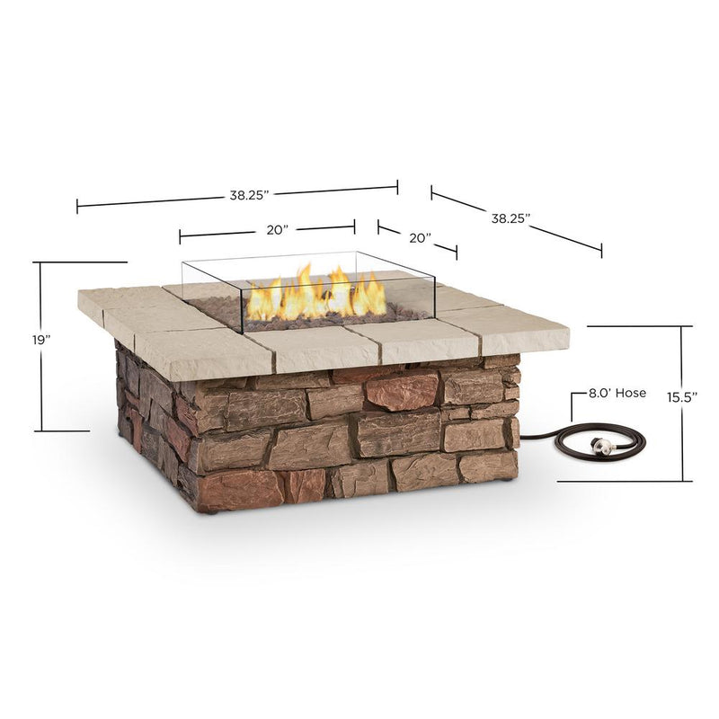 Sedona Square Propane Fire Table in Buff with NG Conversion Kit