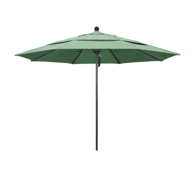 California Umbrella 11' Venture Series Patio Umbrella With Bronze Aluminum Pole Fiberglass Ribs Pulley Lift With Pacifica Fabric