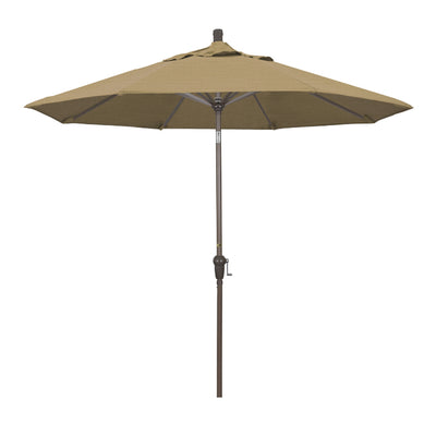 California Umbrella 9' Sunset Series Patio Umbrella With Champagne Aluminum Pole Aluminum Ribs Auto Tilt Crank Lift With Olefin Fabric