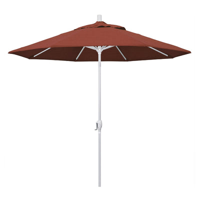 California Umbrella 9' Pacific Trail Series Patio Umbrella With Matted White Aluminum Pole Aluminum Ribs Push Button Tilt Crank Lift With Olefin Fabric