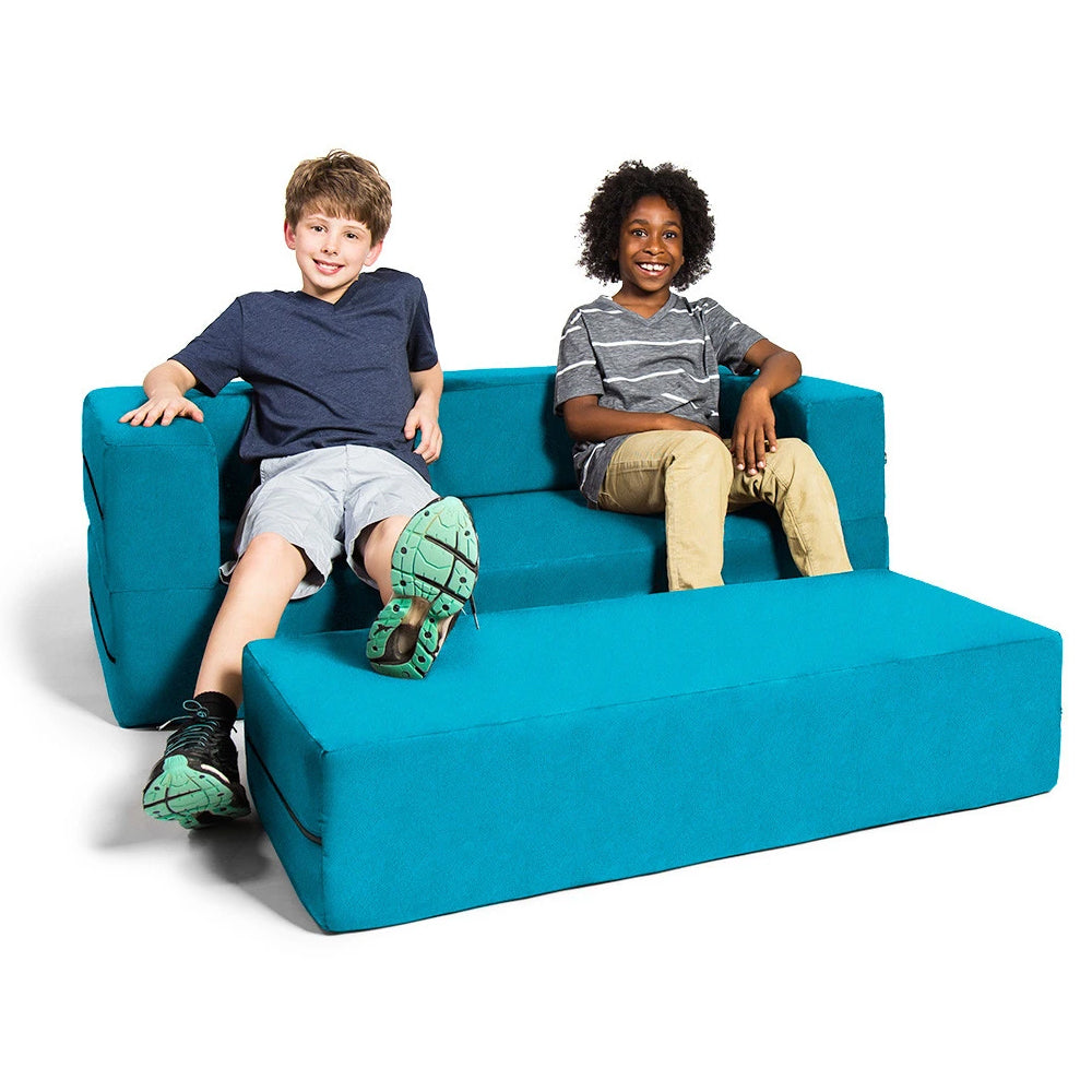 Kids Zipline Convertible Sofa & Large Ottoman