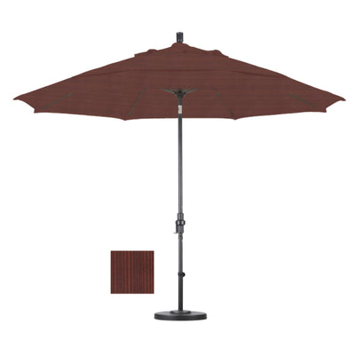 California Umbrella 11' Sun Master Series Patio Umbrella With Bronze Aluminum Pole Fiberglass Ribs Collar Tilt Crank Lift With Olefin Fabric