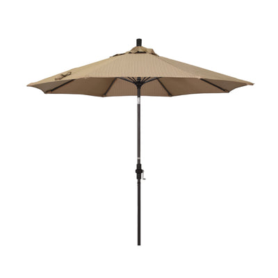 California Umbrella 9' Sun Master Series Patio Umbrella With Bronze Aluminum Pole Fiberglass Ribs Collar Tilt Crank Lift With Olefin Fabric