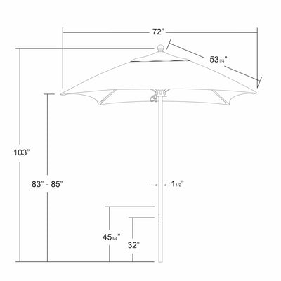 California Umbrella 6' Venture Series Patio Umbrella With Bronze Aluminum Pole Fiberglass Ribs Push Lift With Sunbrella Fabric
