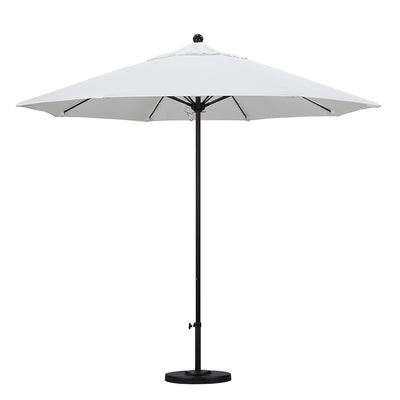 California Umbrella 9' Venture Series Patio Umbrella With Matted White Aluminum Pole Fiberglass Ribs Push Lift With Olefin Fabric