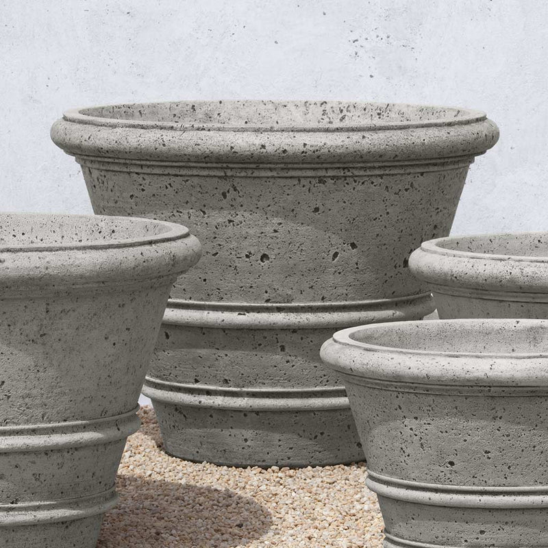 Textured Rolled Rim Cast Stone Concrete Planter