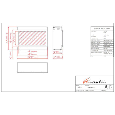 Amantii Panorama 40" BI Deep XT Smart Indoor| Outdoor Electric Fireplace