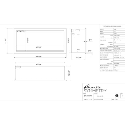 Amantii 42" Symmetry Extra Tall Smart Indoor | Outdoor Electric Fireplace