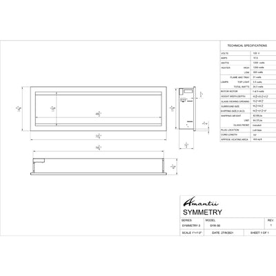 Amantii 50″ Symmetry Smart Indoor | Outdoor Electric Fireplace