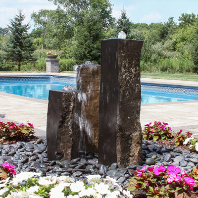 One Side Polished Basalt Stone Fountain