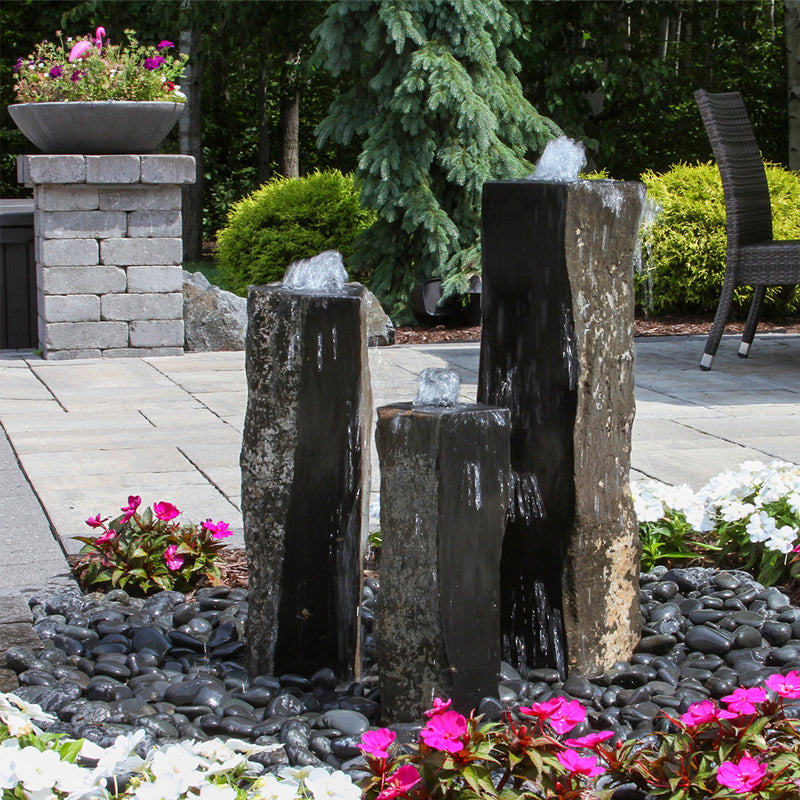 One Side Polished Basalt Stone Fountain