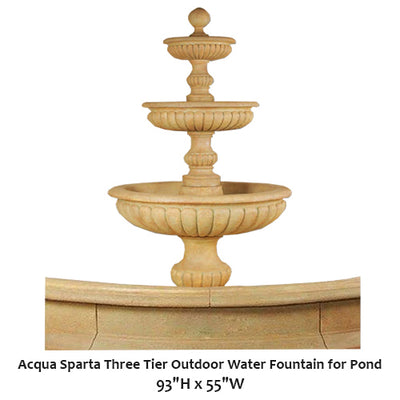 Acqua Sparta Three Tier Outdoor Water Fountain for Pond