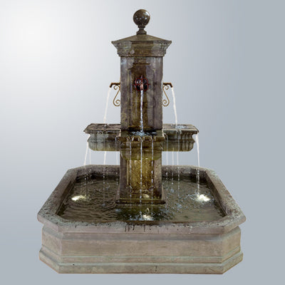 Anduze Carre Fountain with Square Pond For Spouts