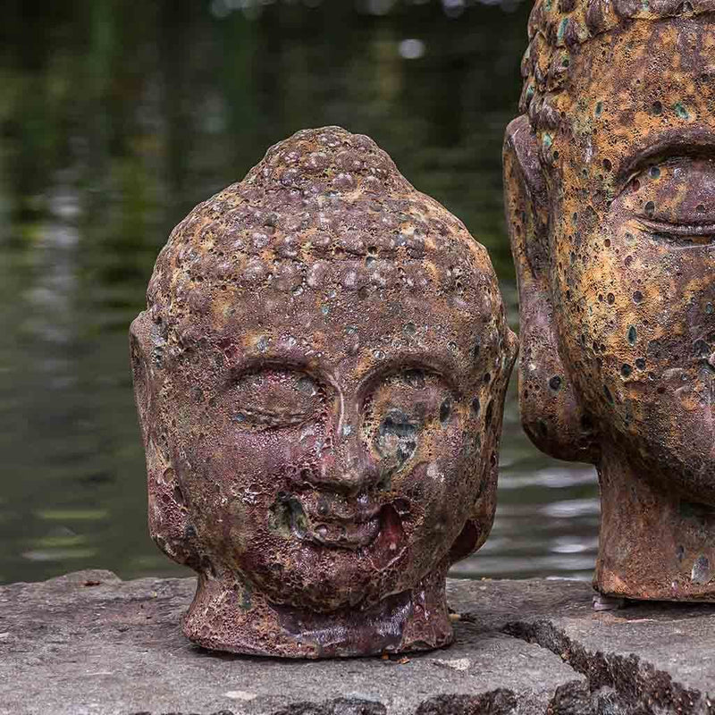 Angkor Buddha Head Small Garden Statue
