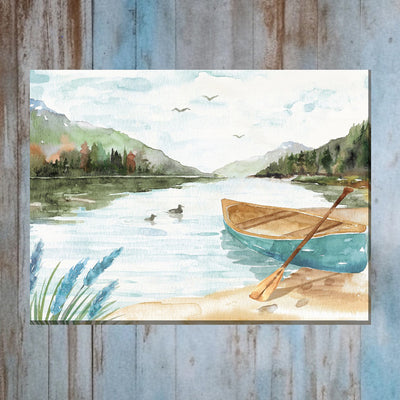 Blue Canoe Canvas Wall Art