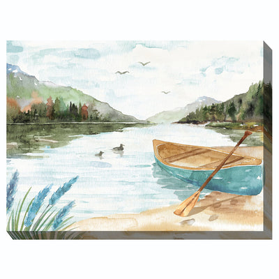 Blue Canoe Canvas Wall Art