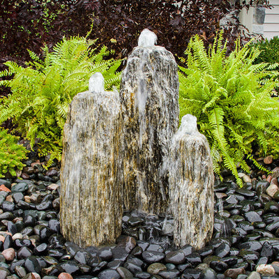 Triple Beachcomber Chiseled Stone Fountain