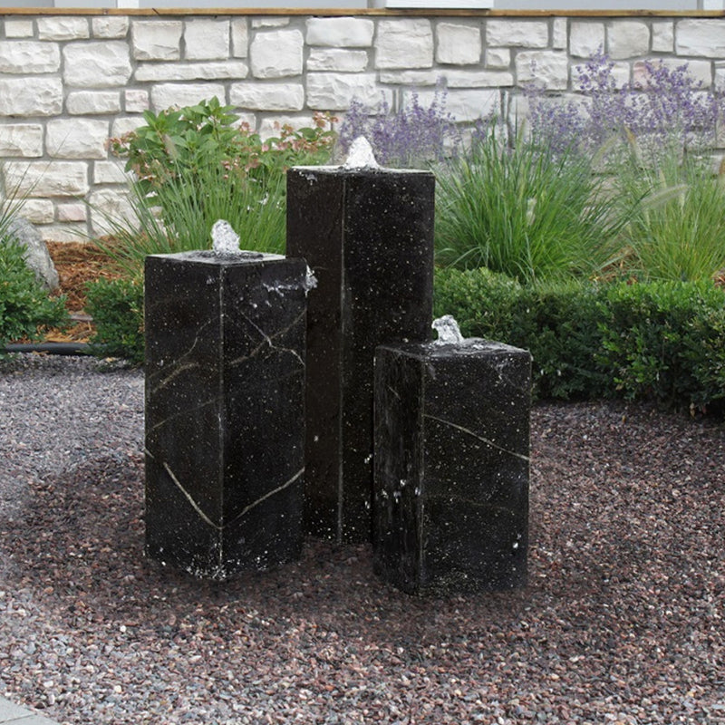 Black Granite Triple Tower Stone Fountain