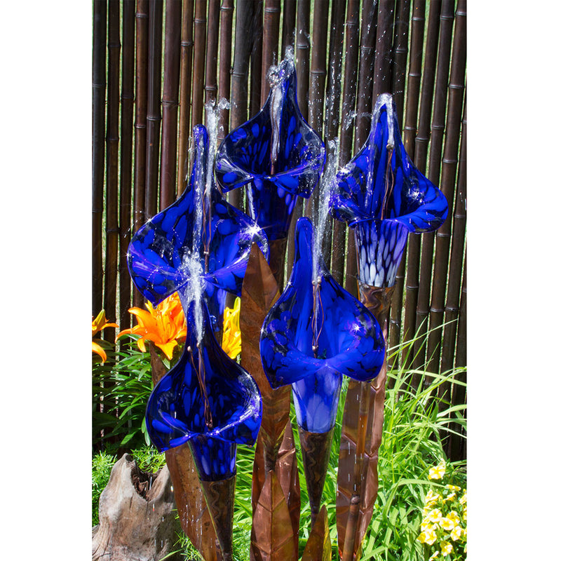 50" Copper Blue Iris Flower Garden Fountain