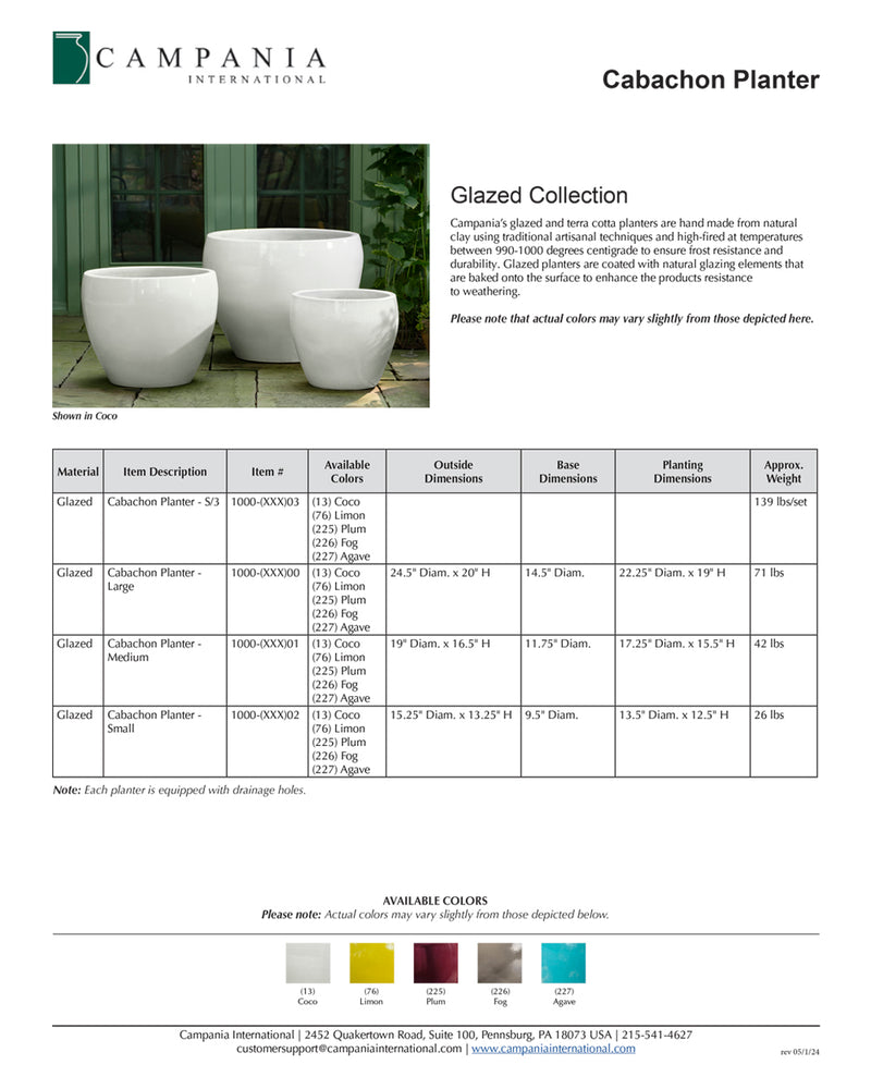 Cabachon Planter Set of 3 | Glazed Collection