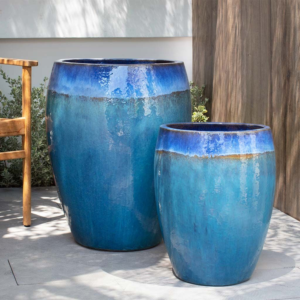 glazed pots for outdoor plants Cabana Planter Nested Set of 2