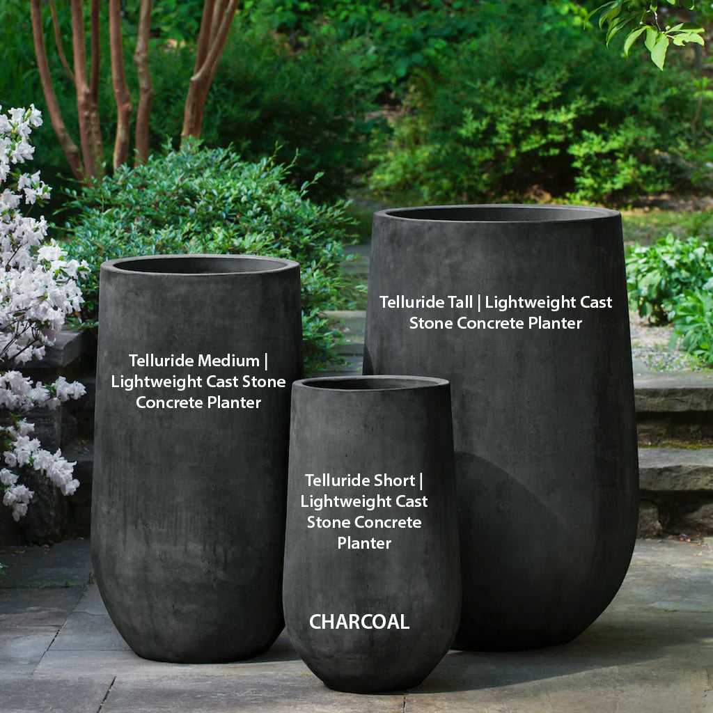 black cement plant pot Telluride Medium Planter