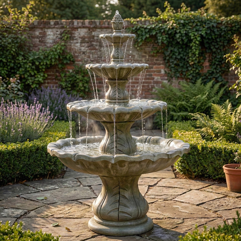 Classical Four Tier Finial Outdoor Water Fountain – Soothing Company