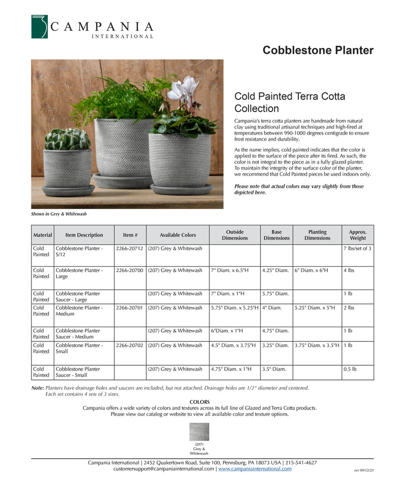 Cobblestone Set of 3 | Cold Painted Terra Cotta Planter