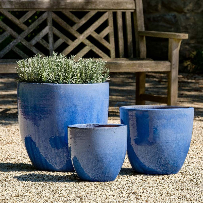 Condesa Glazed Planter in Marrakesh Blue - Nested Set of 3