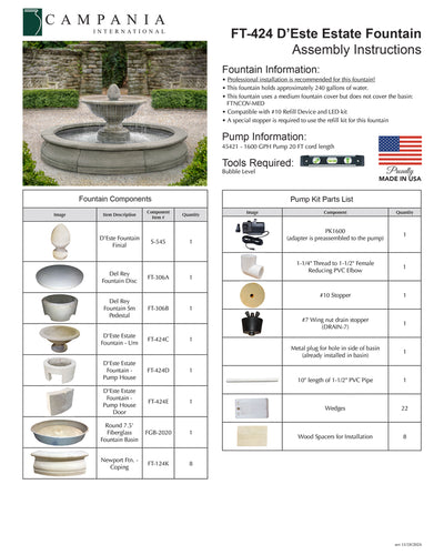 D'Este Estate Fountain