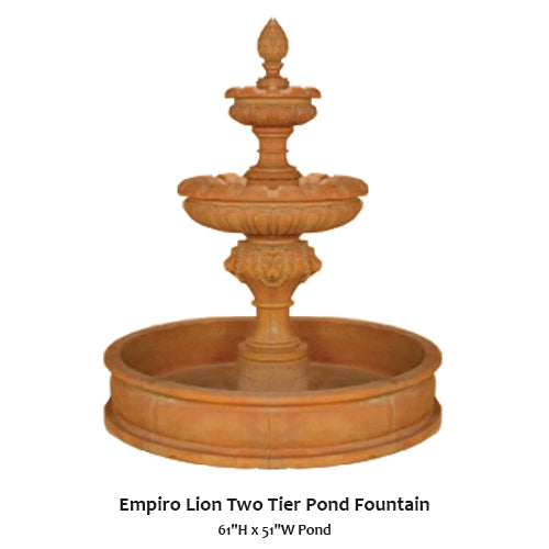 Empiro Lion Two Tier Pond Fountain