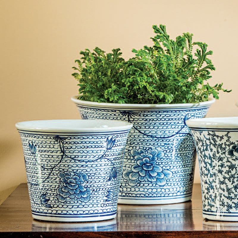 Flared Planter - Set of 6 in Blue and White Mix