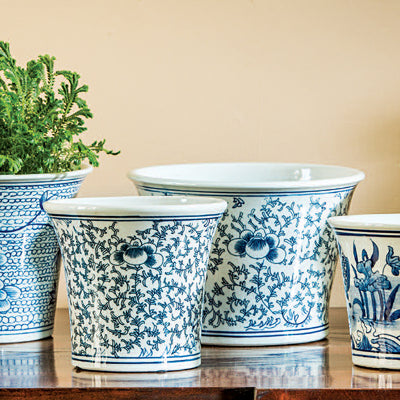 Flared Planter - Set of 6 in Blue and White Mix