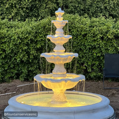 Four Tier Renaissance Outdoor Water Fountain In Toscana Pool