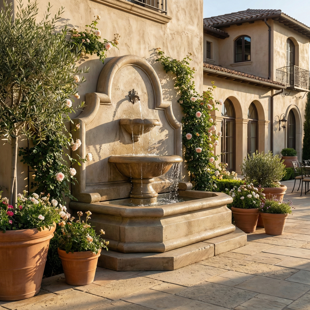 フォンテーヌvalanVM33F2B Grand Venasque Wall Fountain | Large Outdoor Fountain – Soothing