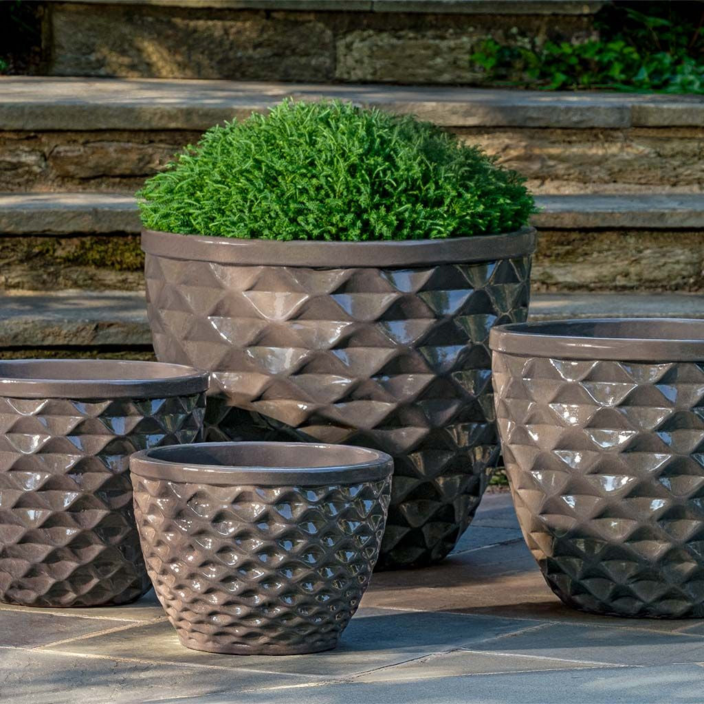 large glazed outdoor plant pots Honeycomb Planter Nested Set of 4