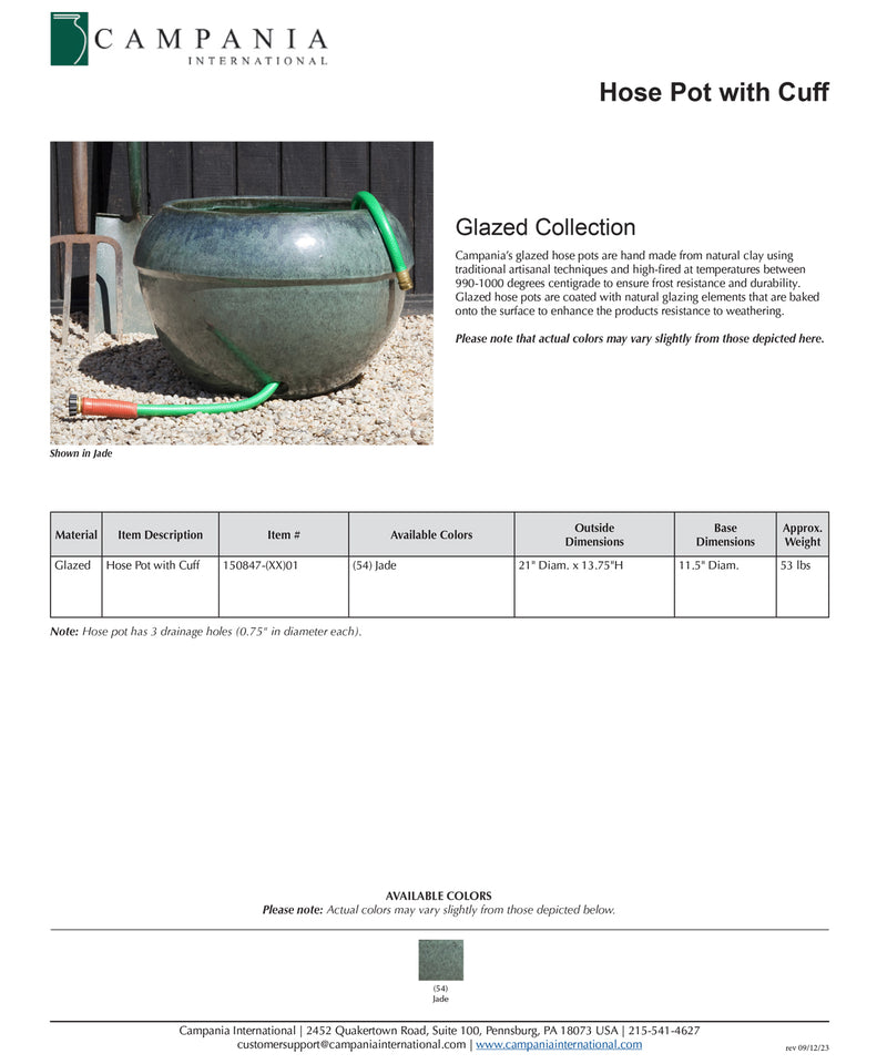 Hose Pot with Cuff in Antique Jade | Glazed Terra Cotta