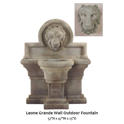 Leone Grande Wall Outdoor Fountain
