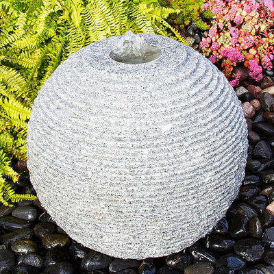 Ribbed Granite Sphere Stone Fountain