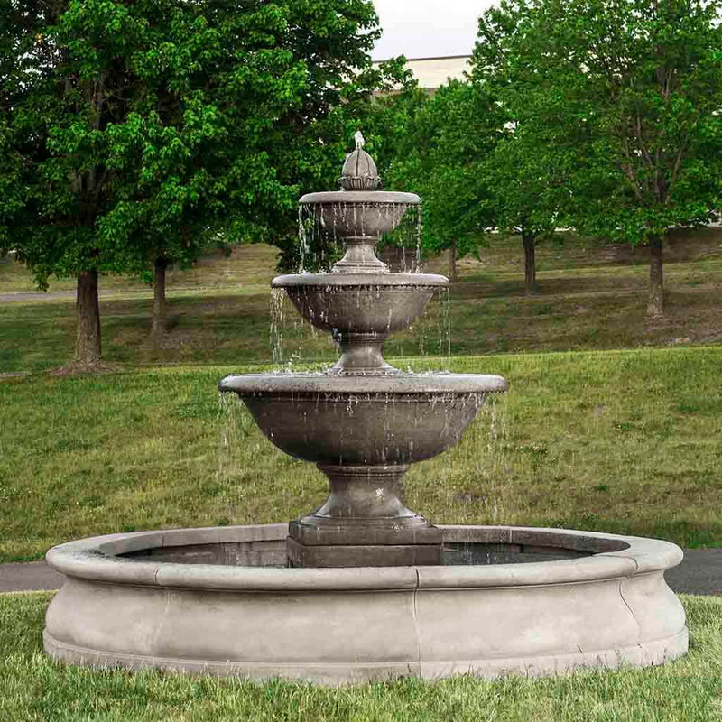 Monteros Three Tiered Outdoor Fountain in Basin | Large Water Feature