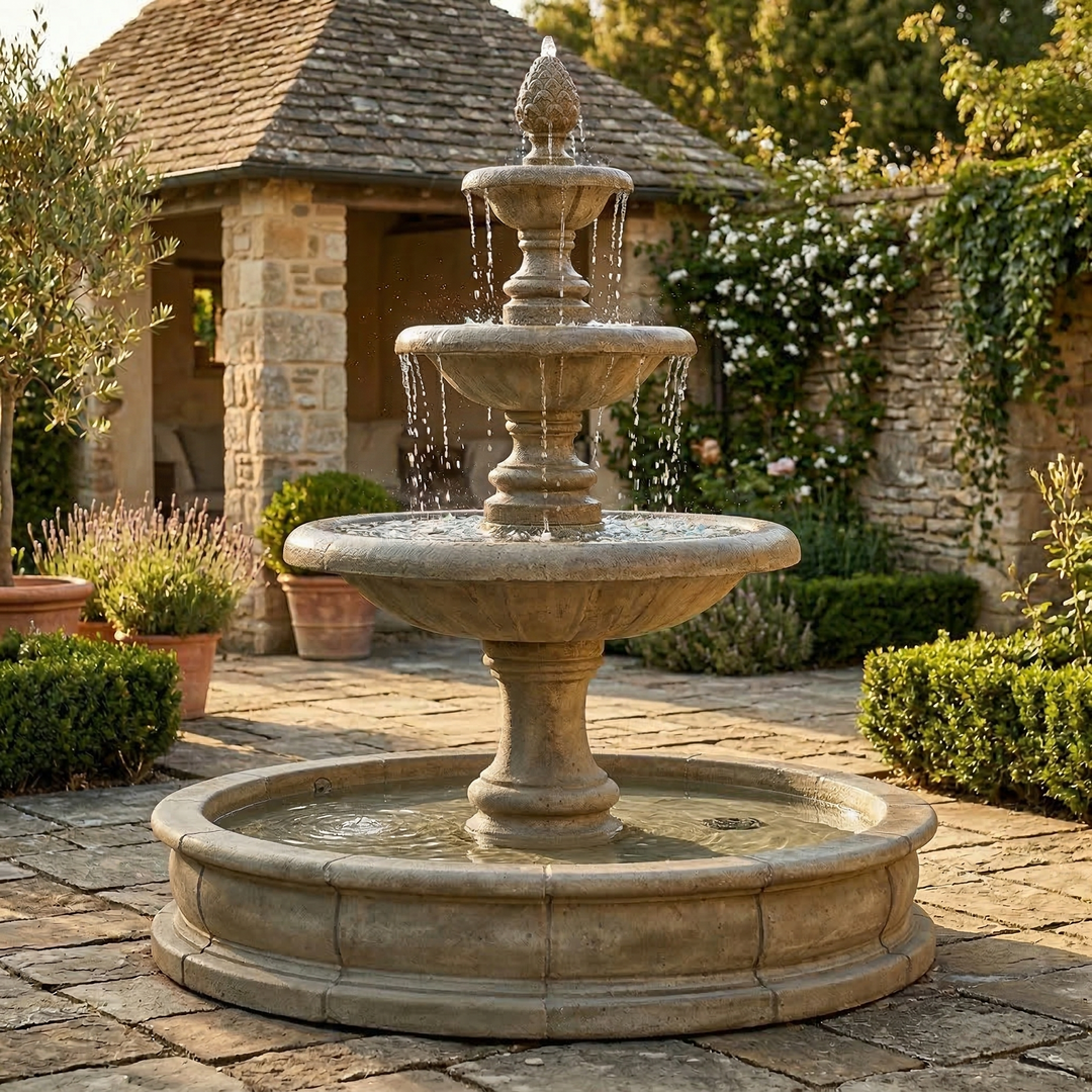 Newcastle Three Tier Pond Fountain – Soothing Company