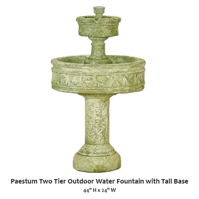 Paestum Two Tier Outdoor Water Fountain with Tall Base