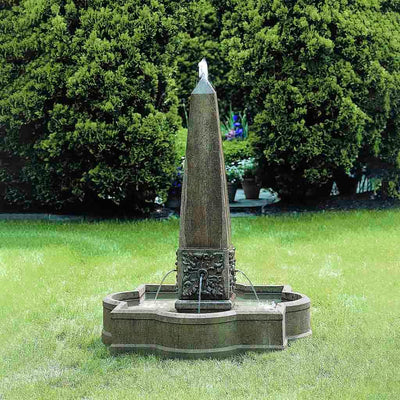 Palazzo Obelisk Concrete Outdoor Fountain | Garden Fountain