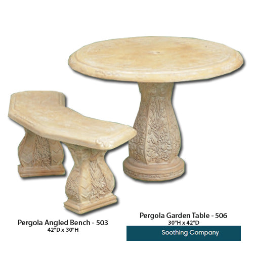 Pergola Angled Bench with Pergola Garden Table Set