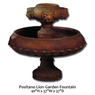 Positano Lion Garden Fountain