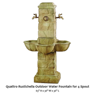 Quattro Rustichella Outdoor Water Fountain for 4 Spout