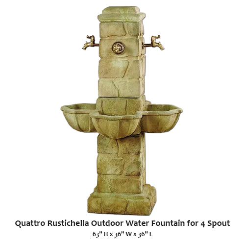 Quattro Rustichella Outdoor Water Fountain for 4 Spout